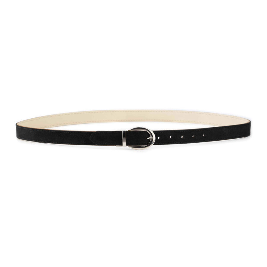 beige black ladies reversible leather belt oval buckle 7