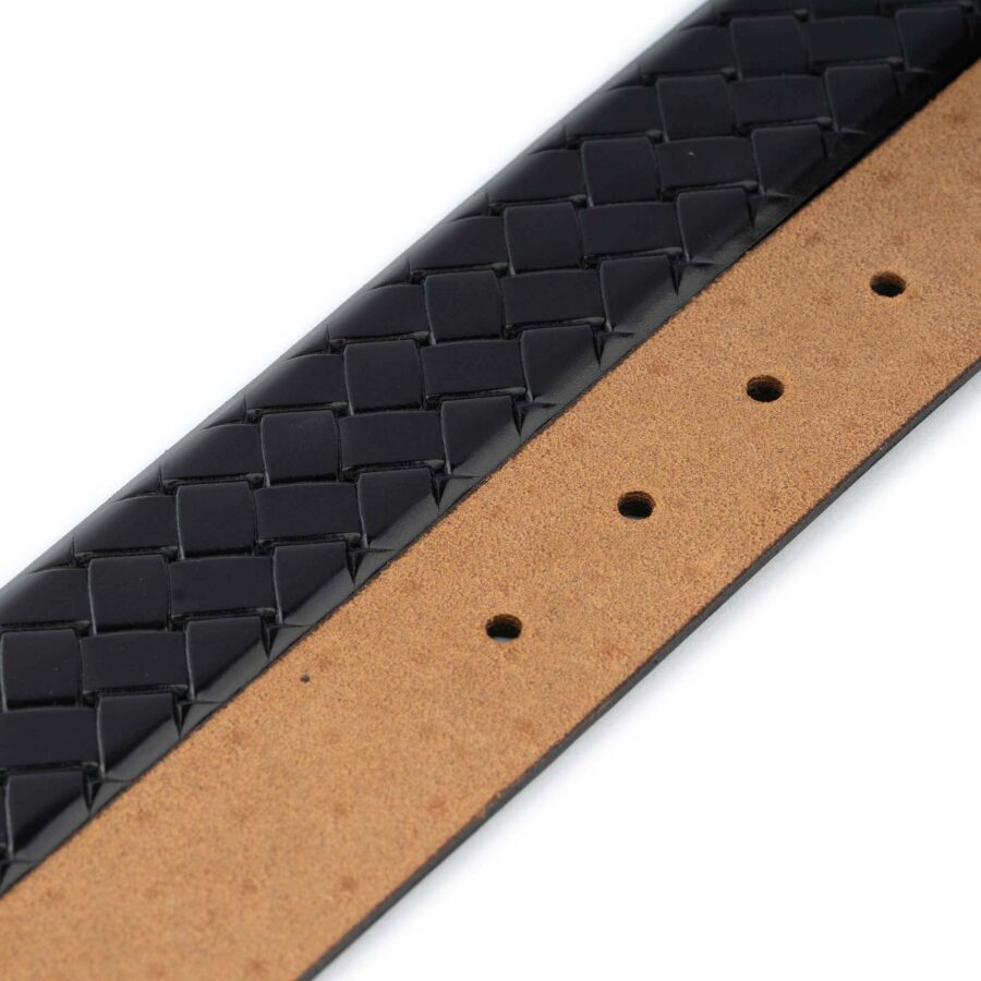 black belt strap woven emboss leather for buckles 3 8 cm 3