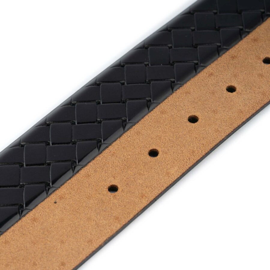 black fashion belts mens woven emboss 2