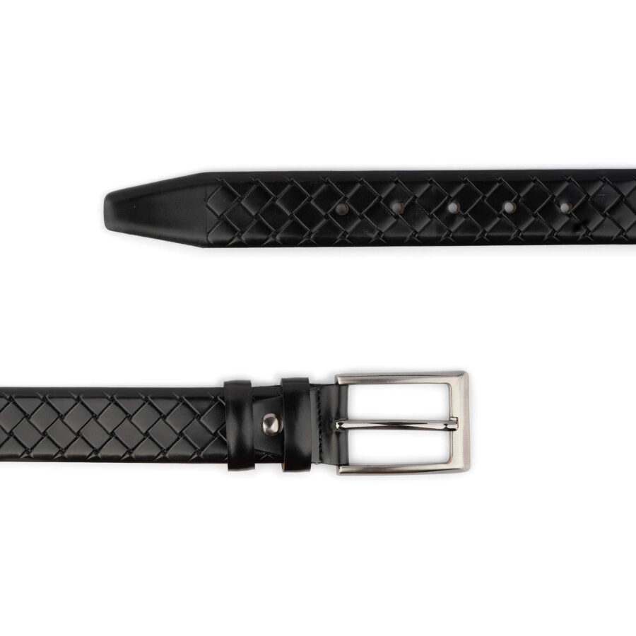 black fashion belts mens woven emboss 3