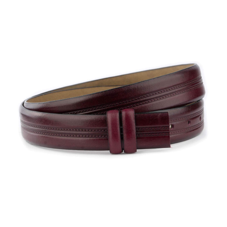 burgundy mens belt strap for designer buckles embossed calfskin 1 07 22062024 35CUT BURGEMBO