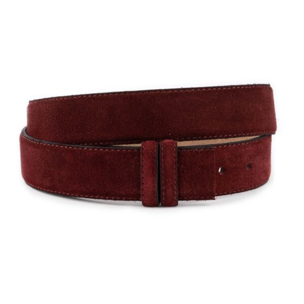 burgundy suede belts for custom buckles high quality 1 1 2 inch 1 08 22062024 38CUT SUEDBURG