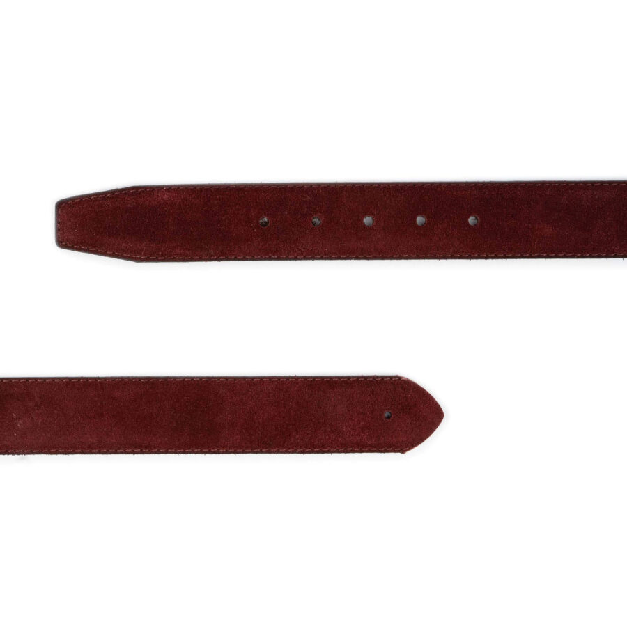 burgundy suede leatehr belt strap for buckle 3 8 cm 1 01 22062024 38HOL SUEDBURG