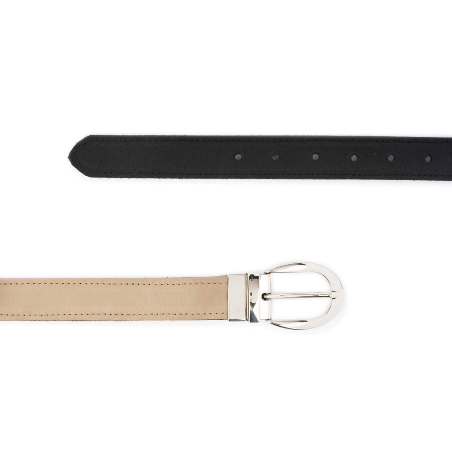 ladies reversible belt taupe black genuine leather 2