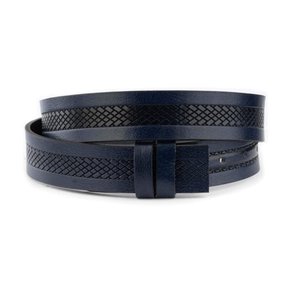 laser cut belt strap for designer buckles dark blue buffalo leather 1 01 22062024 35CUT DBLULASE