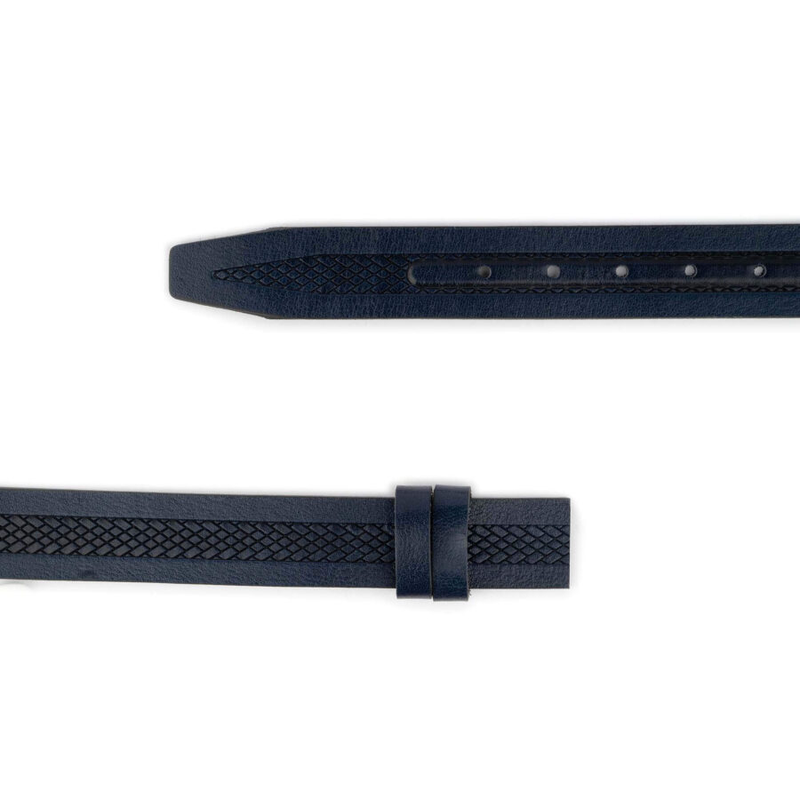 laser cut belt strap for designer buckles dark blue buffalo leather 2