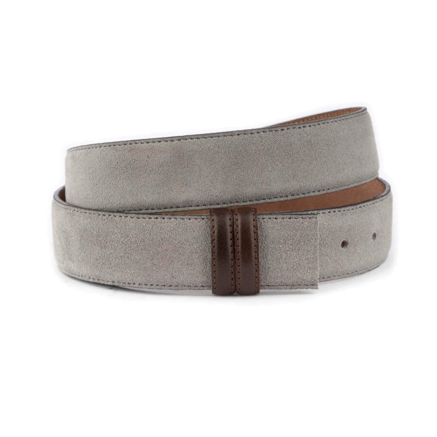 light gray suede belt strap with brown loops 3 8 cm 1 14 22062024 38CUT GRAYSUED