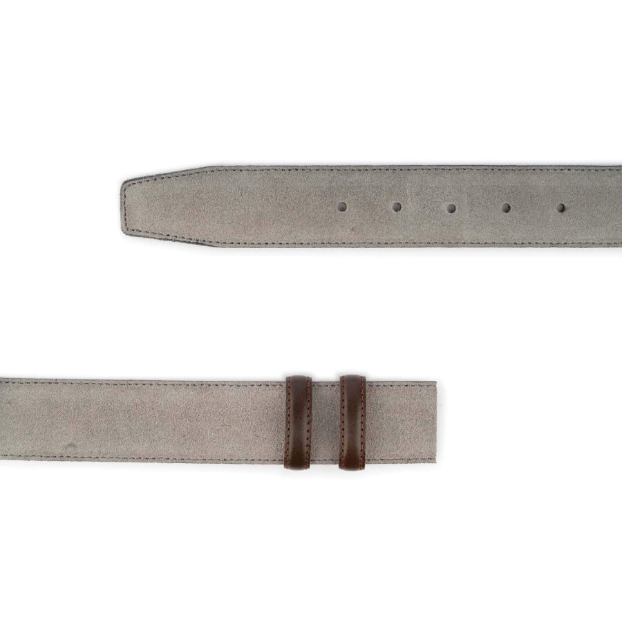 light gray suede belt strap with brown loops 3 8 cm 2