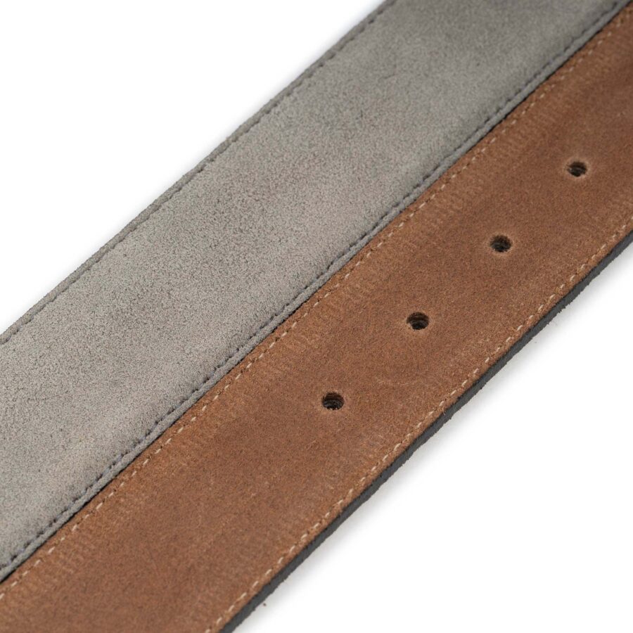 light gray suede belt strap with brown loops 3 8 cm 3