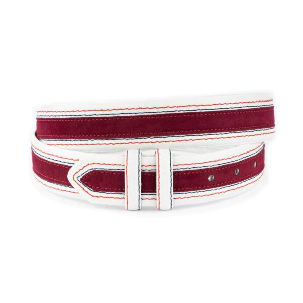 mens belt strap for buckles white leather with bordo suede 1 16 22062024 38CUT WHITBURG