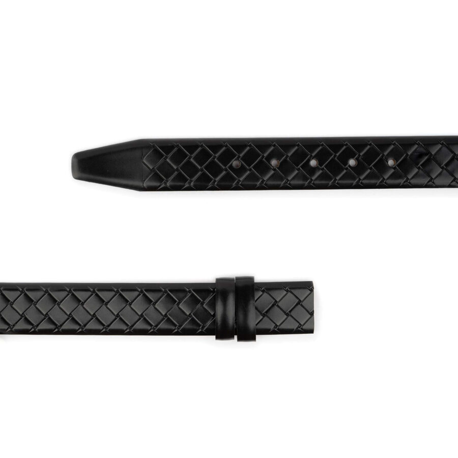 mens belt strap for designer buckles black woven embossed leather 2