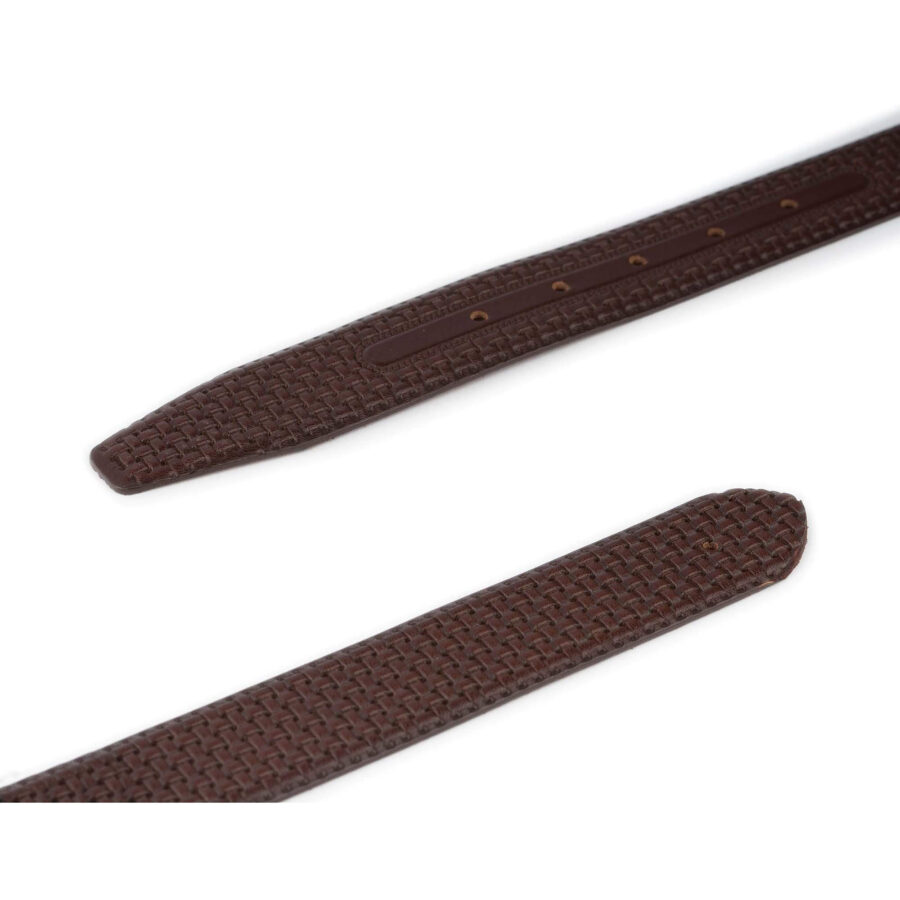 mens belt strap woven emboss dark brown leather 2