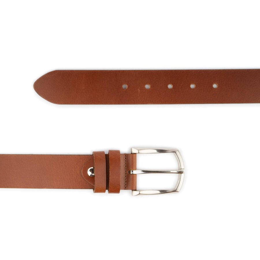 mens casual belt for denim tan brown thick leather 3