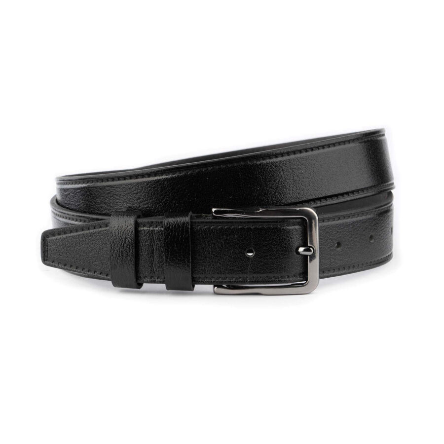 mens casual dress belt classic black buffalo leather 3 5 cm 4