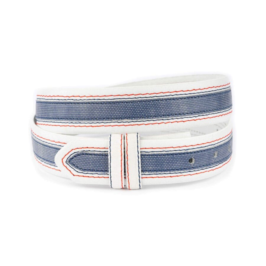 mens white belt leather strap with blue jeans line 3 8 cm 1 18 22062024 38CUT WHITJEAN