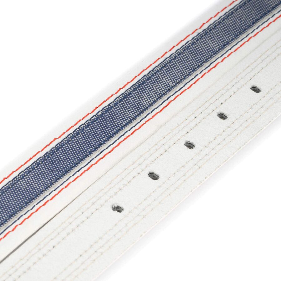 mens white belt leather strap with blue jeans line 3 8 cm 3