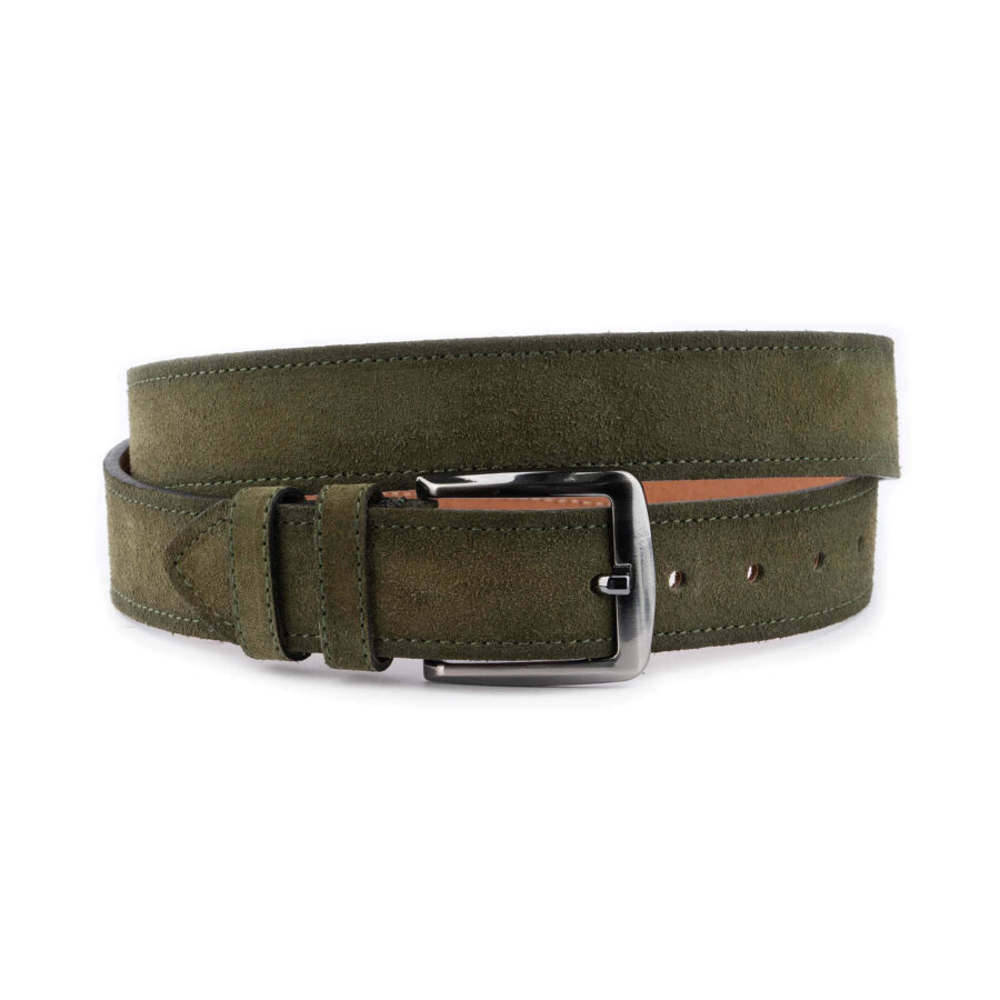 olive green suede belt for denim high quality 3 8 cm 4