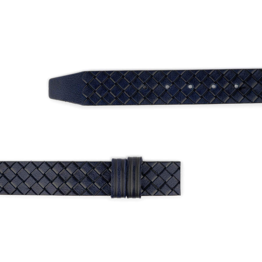 rare dark blue belt strap for designer buckles woven emboss 2