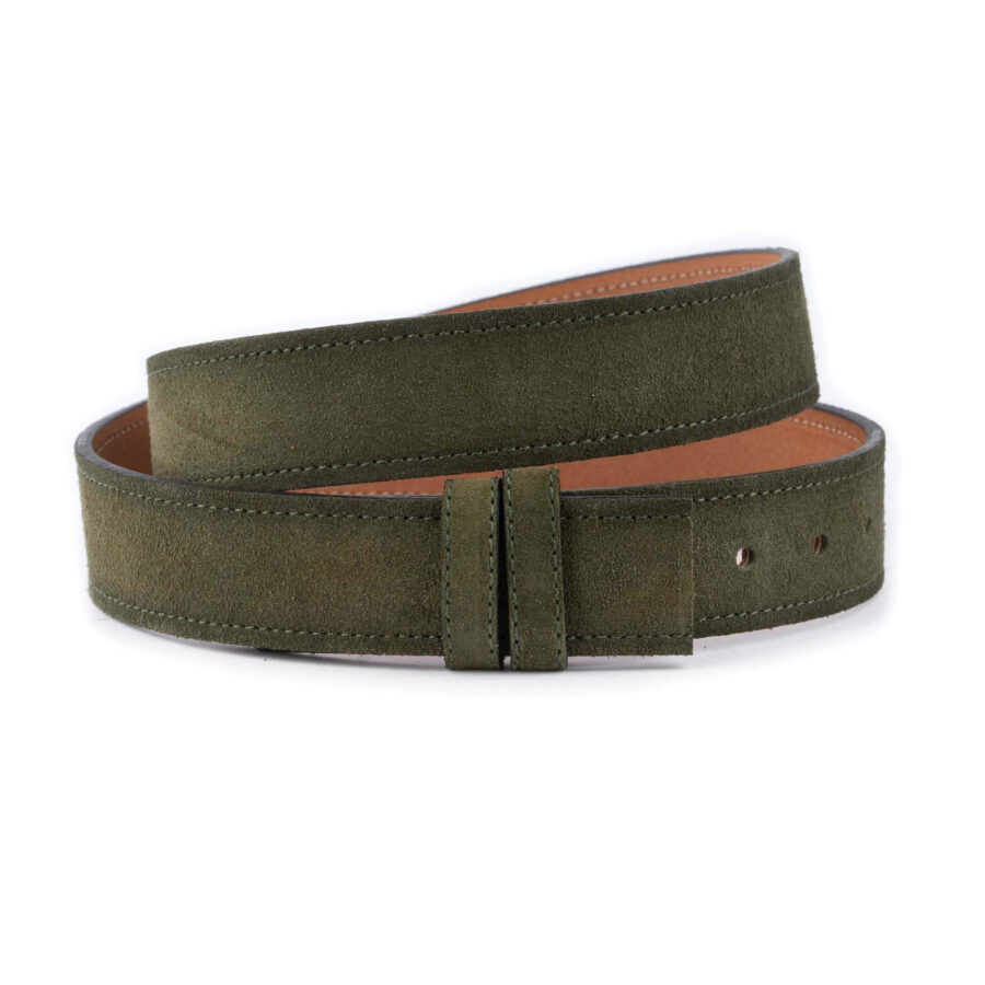 replacement belt strap olive green suede leather 3 8 cm 1 24 22062024 38CUT OLIVSUED