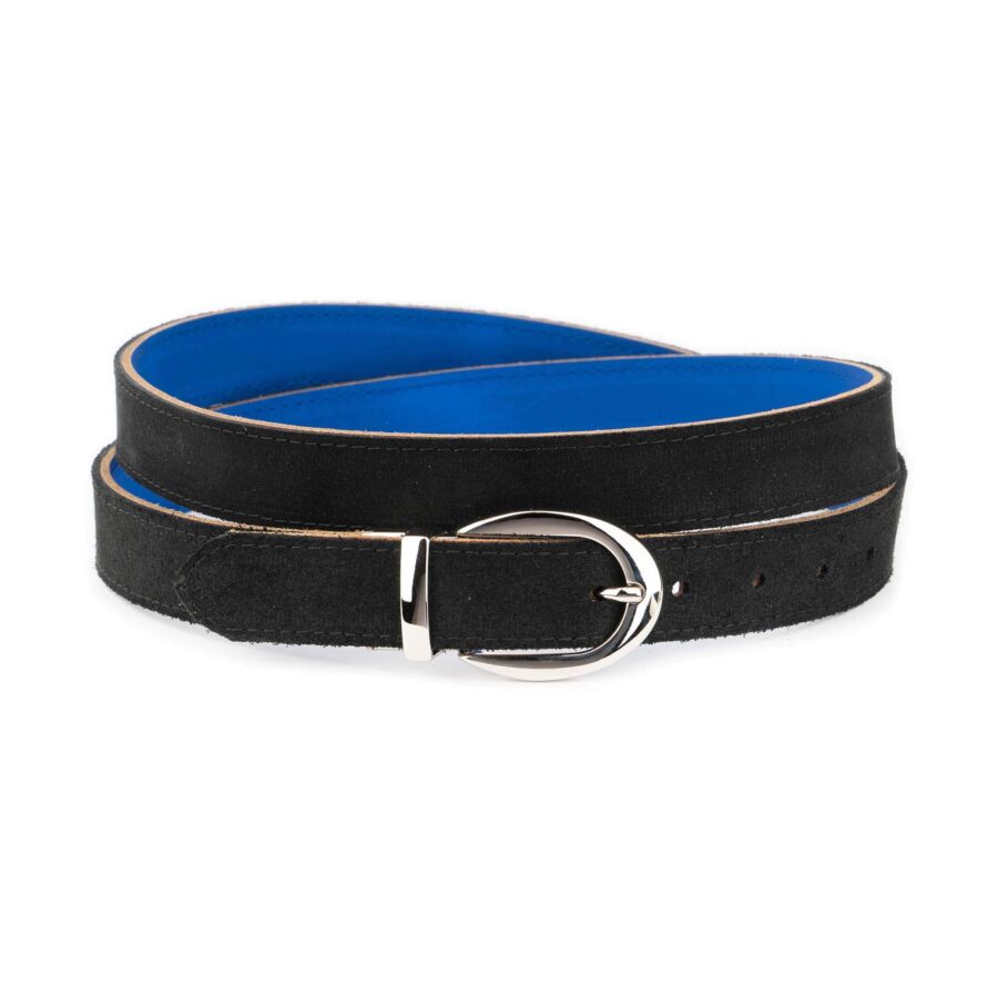 reversible belt womens leather royal blue black suede 6