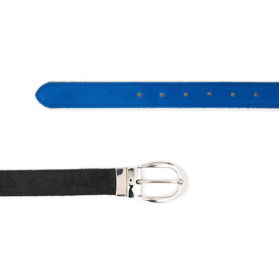 reversible belt womens leather royal blue black suede 7