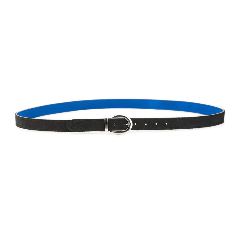 reversible belt womens leather royal blue black suede 9