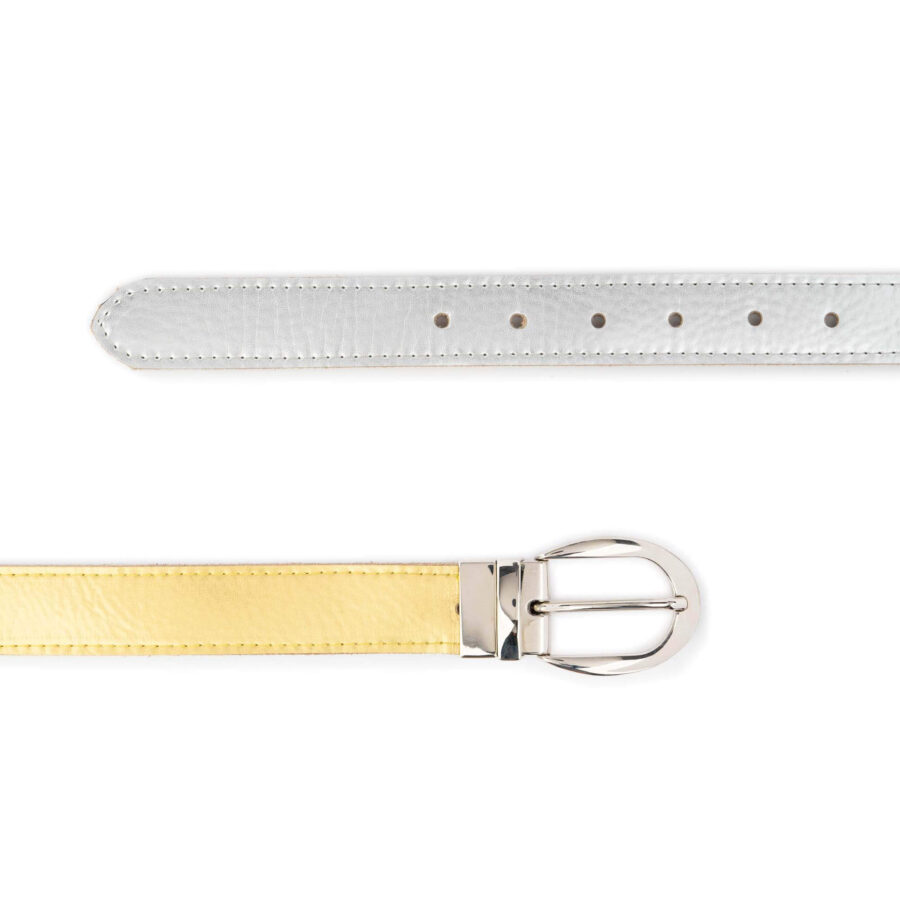 reversible belt womens silver gold genuine leather 6