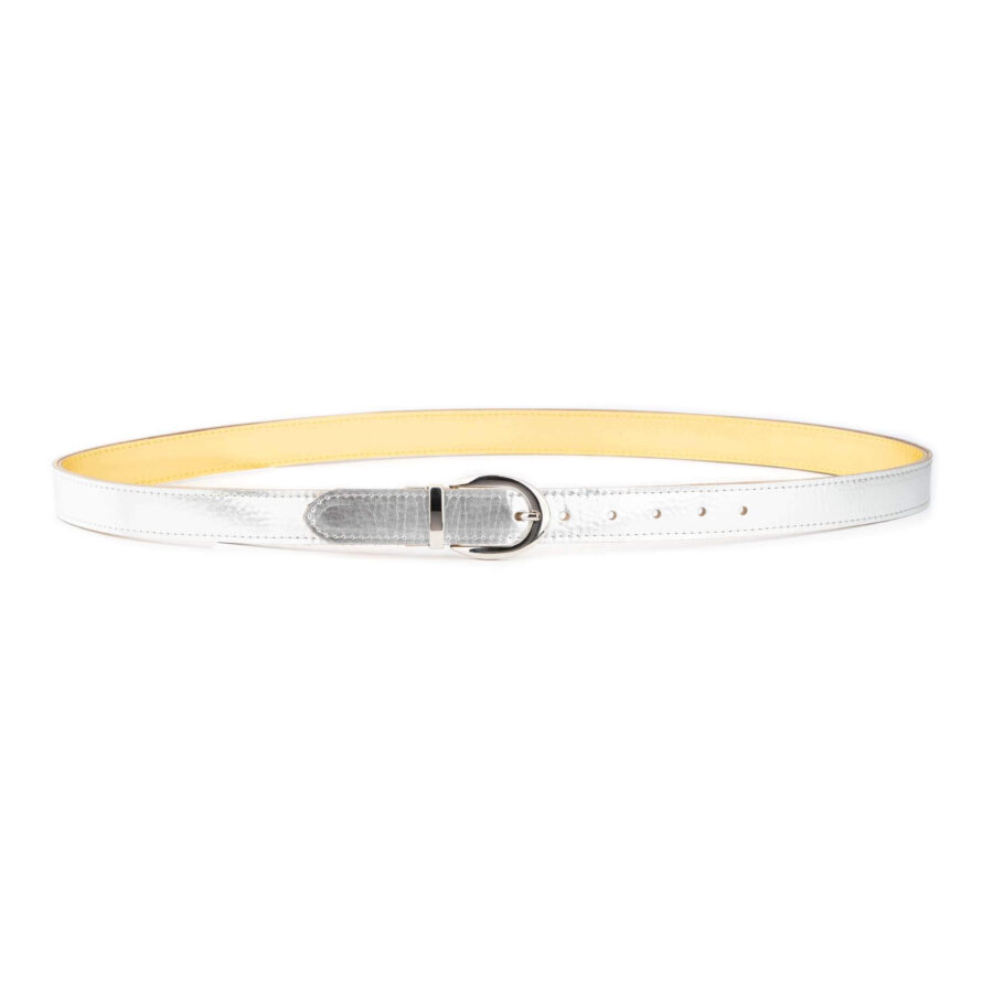 reversible belt womens silver gold genuine leather 9