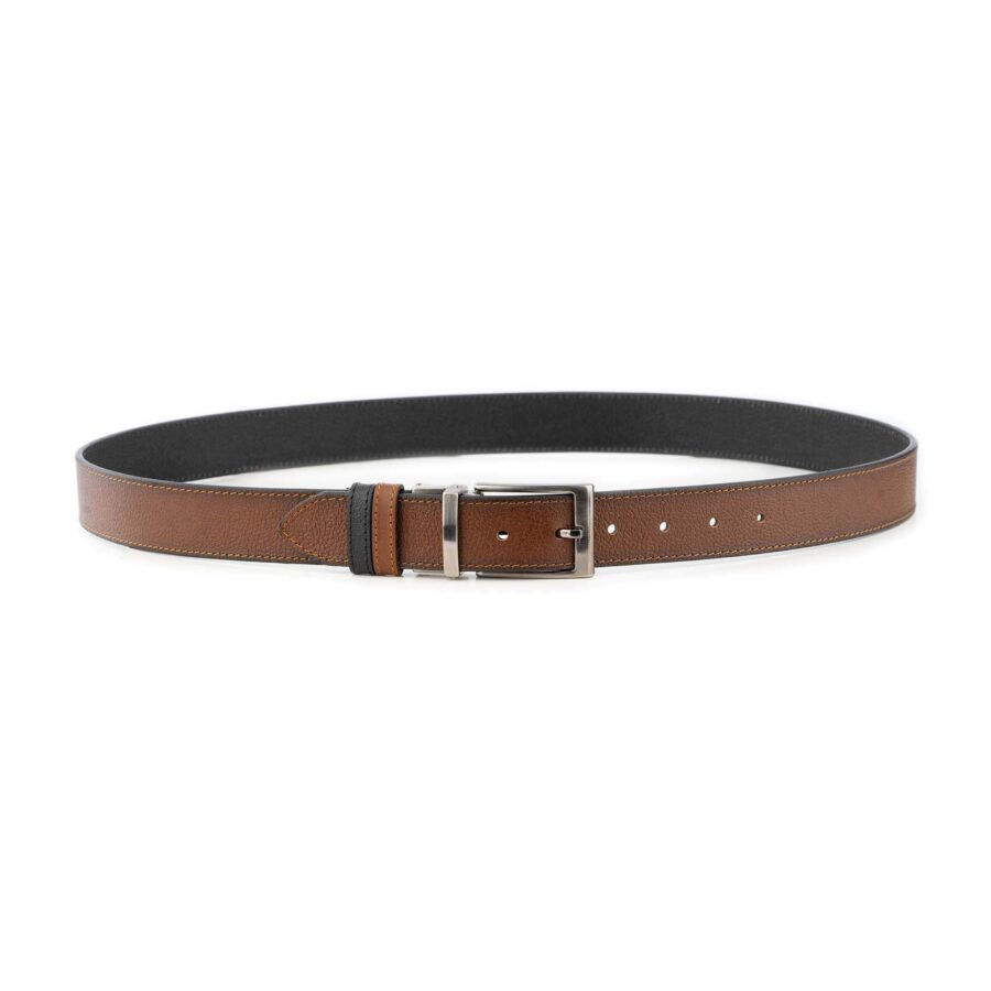 reversible fashion belt for men black brown buffalo leather 2