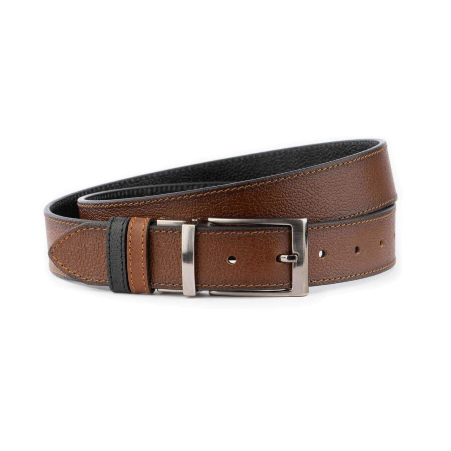 reversible fashion belt for men black brown buffalo leather 3