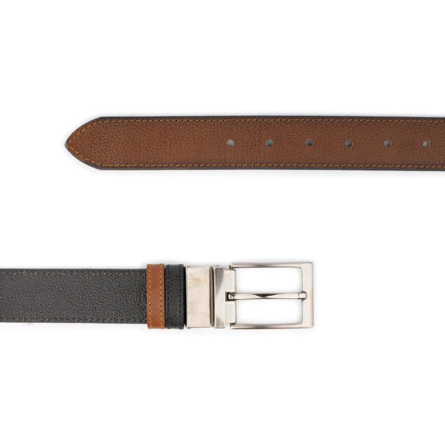 reversible fashion belt for men black brown buffalo leather 5