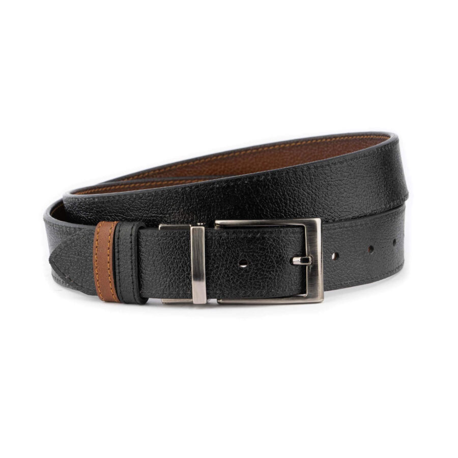 reversible fashion belt for men black brown buffalo leather 6