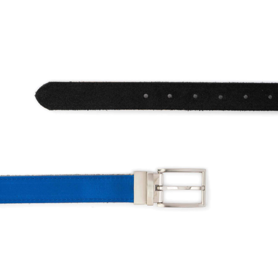 reversible mens belt leather royal blue black suede 3