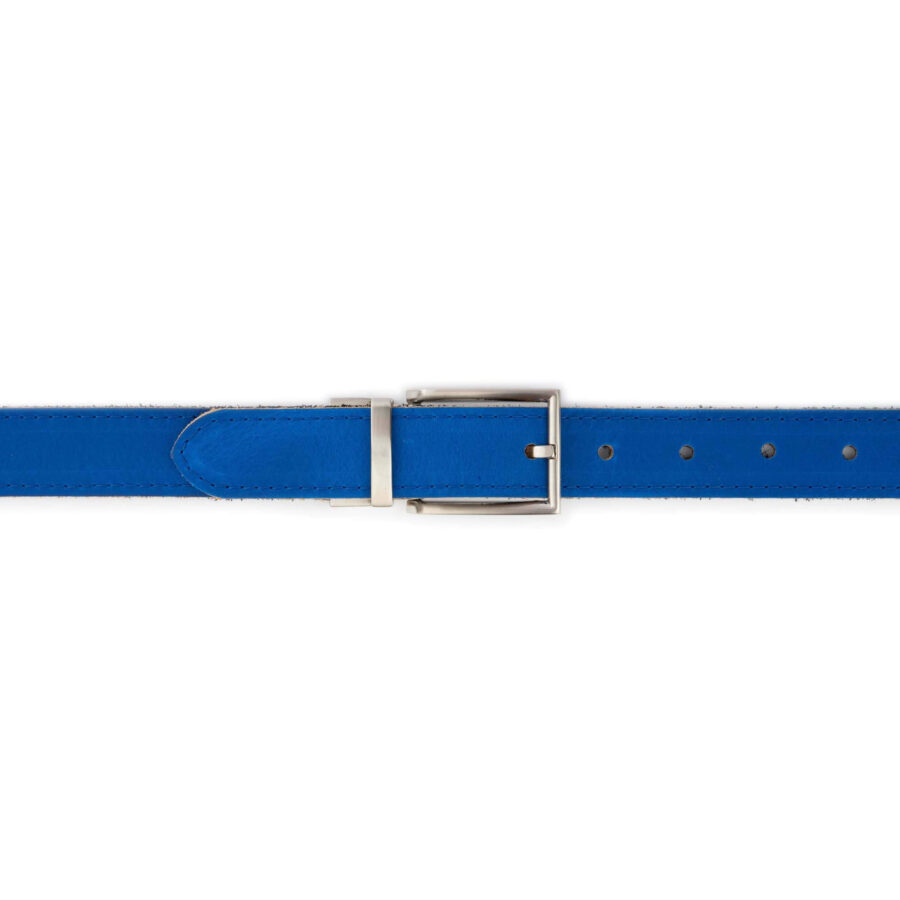 reversible mens belt leather royal blue black suede 4