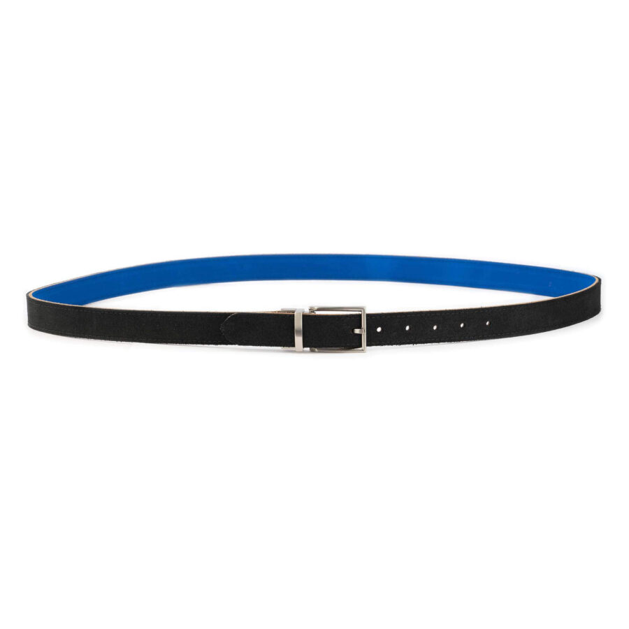 reversible mens belt leather royal blue black suede 8