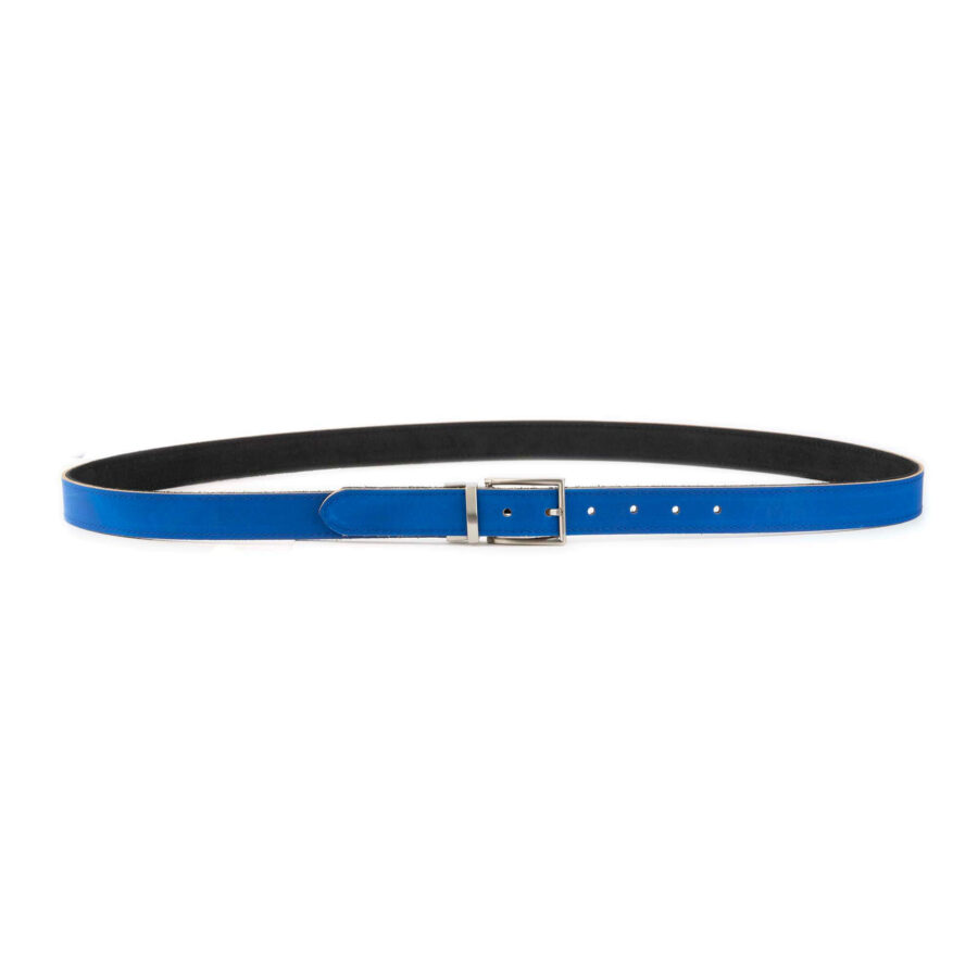 reversible mens belt leather royal blue black suede 9