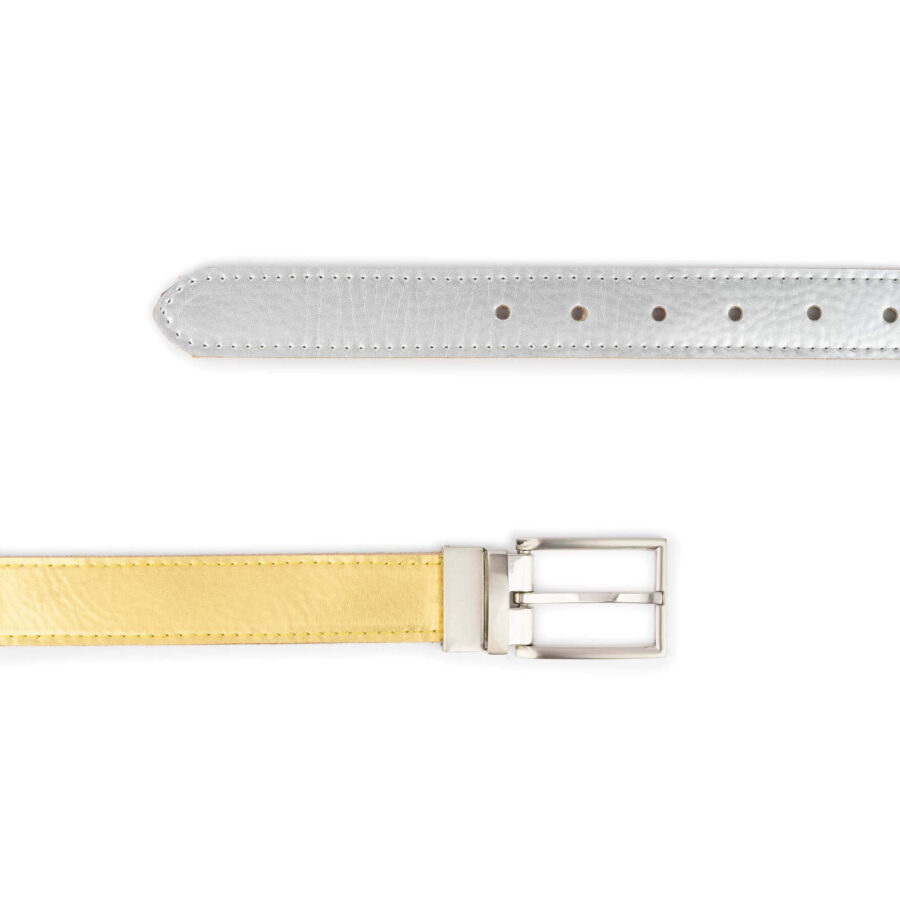 silver gold mens reversible belt genuine leather 5