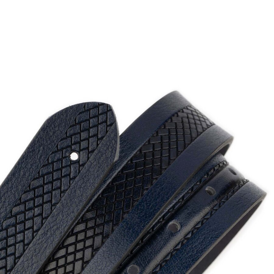 stylish dark blue belt strap laser cut leather 2