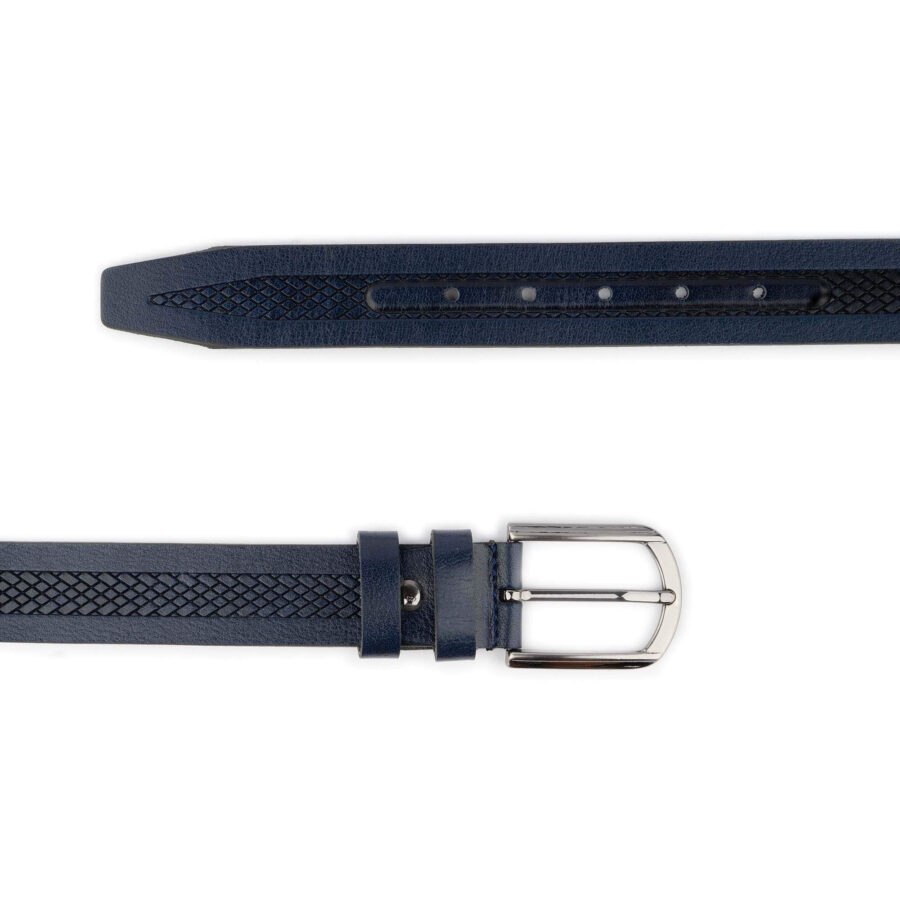 stylish dark blue laser cut belt for men 3