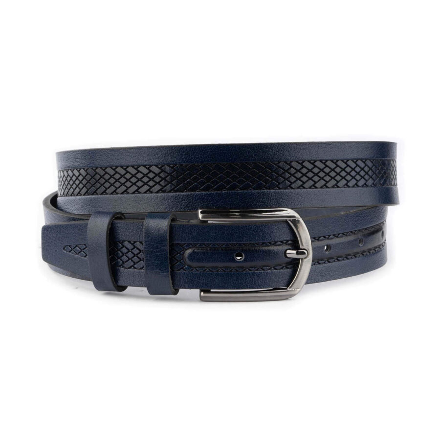 stylish dark blue laser cut belt for men 4