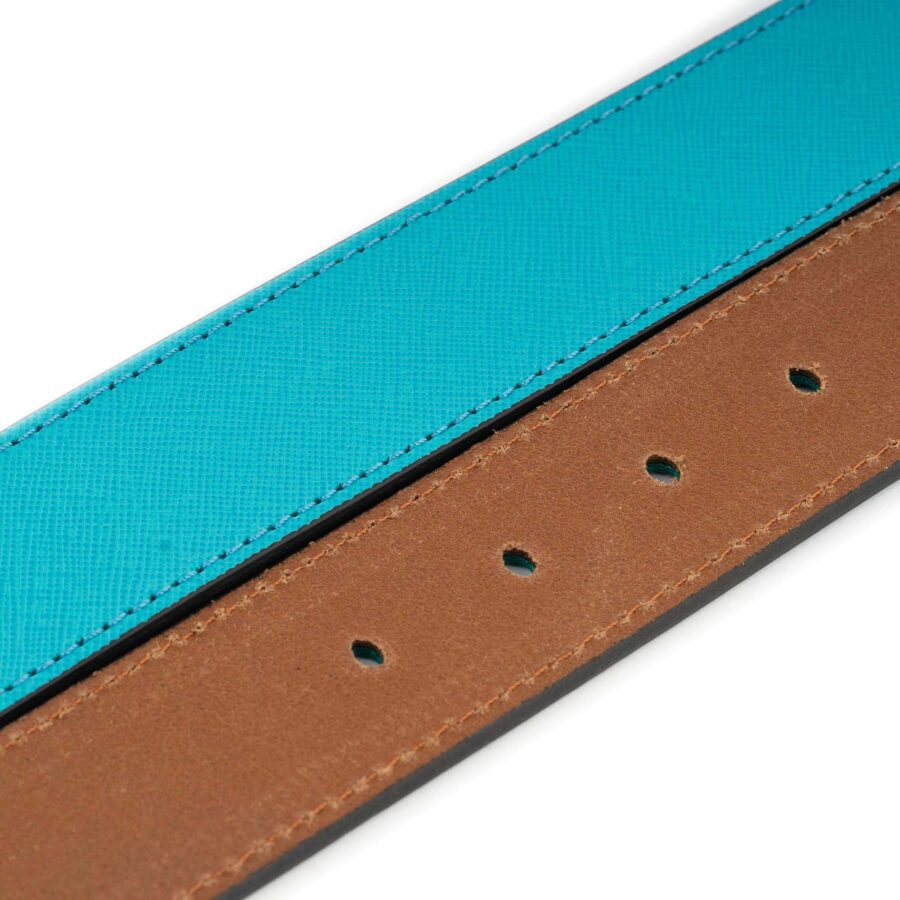 summer belt for denim turquoise saffiano leather 2