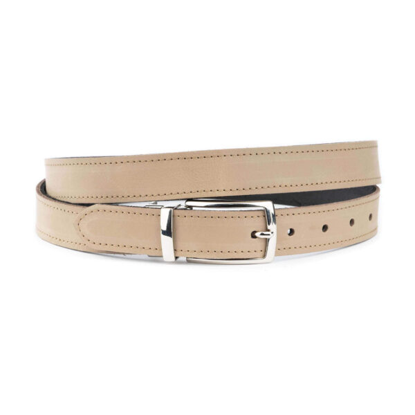 taupe black reversible mens belt nickel metal buckle 1 30 PUL6182 VEL3504 MAG12055