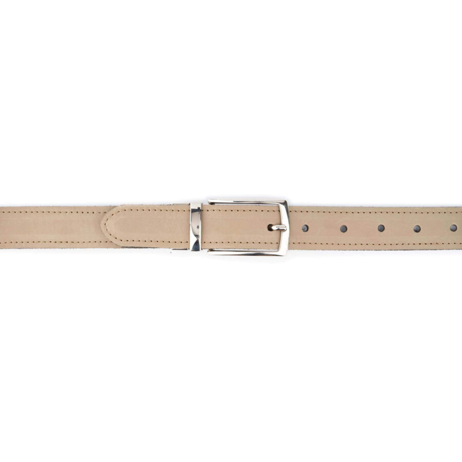 taupe black reversible mens belt nickel metal buckle 4