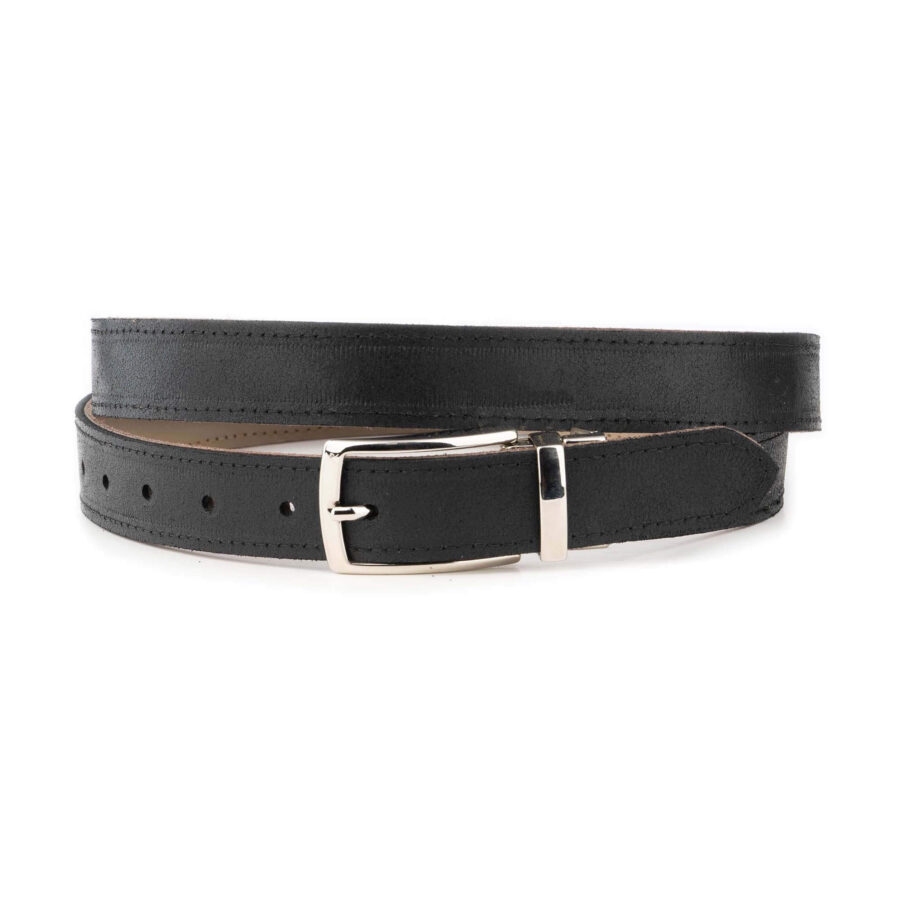 taupe black reversible mens belt nickel metal buckle 6