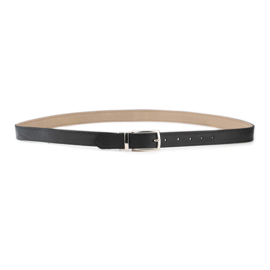 taupe black reversible mens belt nickel metal buckle 7