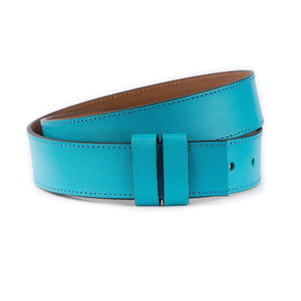 turquoise saffiano belt strap for designer buckles top quality 1 29 22062024 38CUT SAFFTURQ