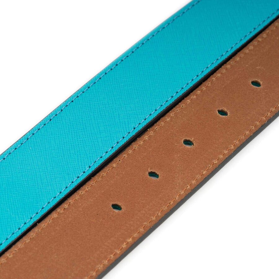 turquoise saffiano belt strap for designer buckles top quality 3