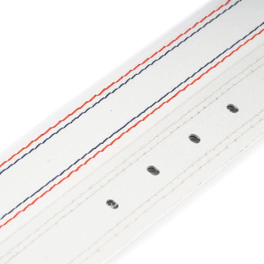 white belt strap for deisgner buckles blue red stitching 3 8 cm 3