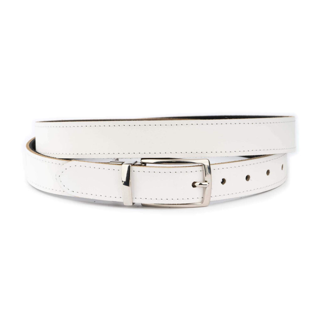 Buy White Black Mens Reversible Belt With Nickel Buckle  display picture 3
