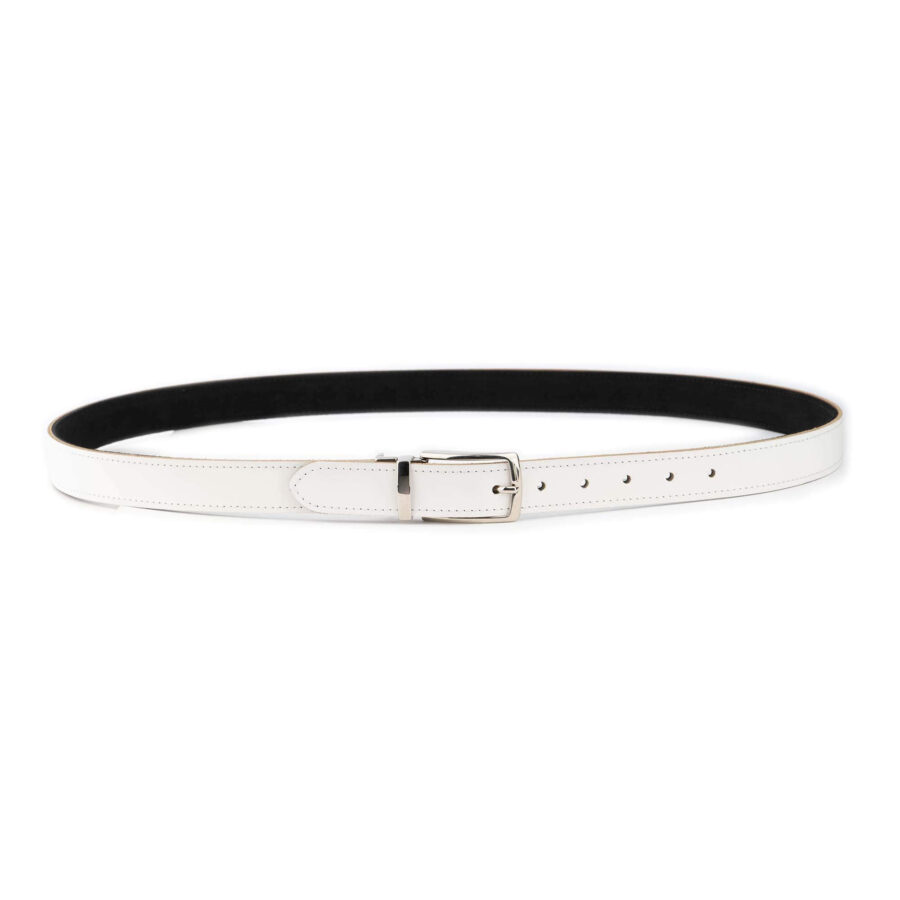 white black mens reversible belt with nickel buckle 4